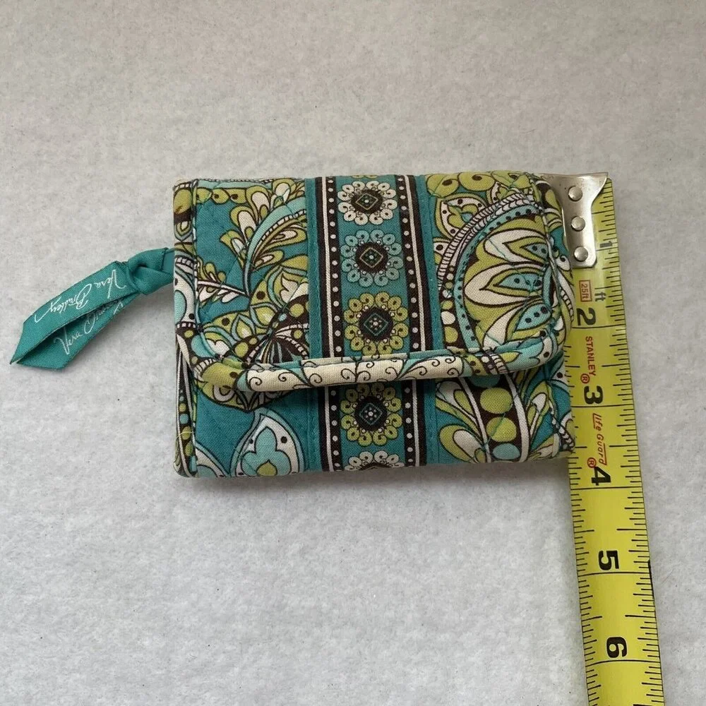 Vera Bradley Mini Trifold Wallet Peacock Turquoise Paisley Retired Pattern